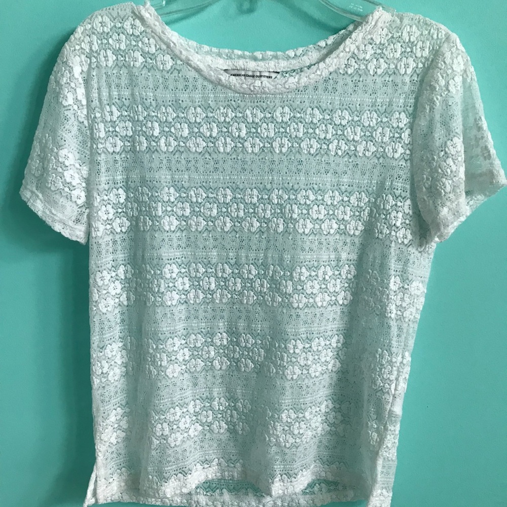 White floral mesh top